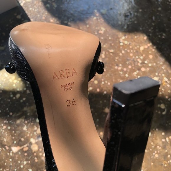 AREA Ankle A Pump Heels Bead Embellished Black Size 6 - Picture 7 of 11